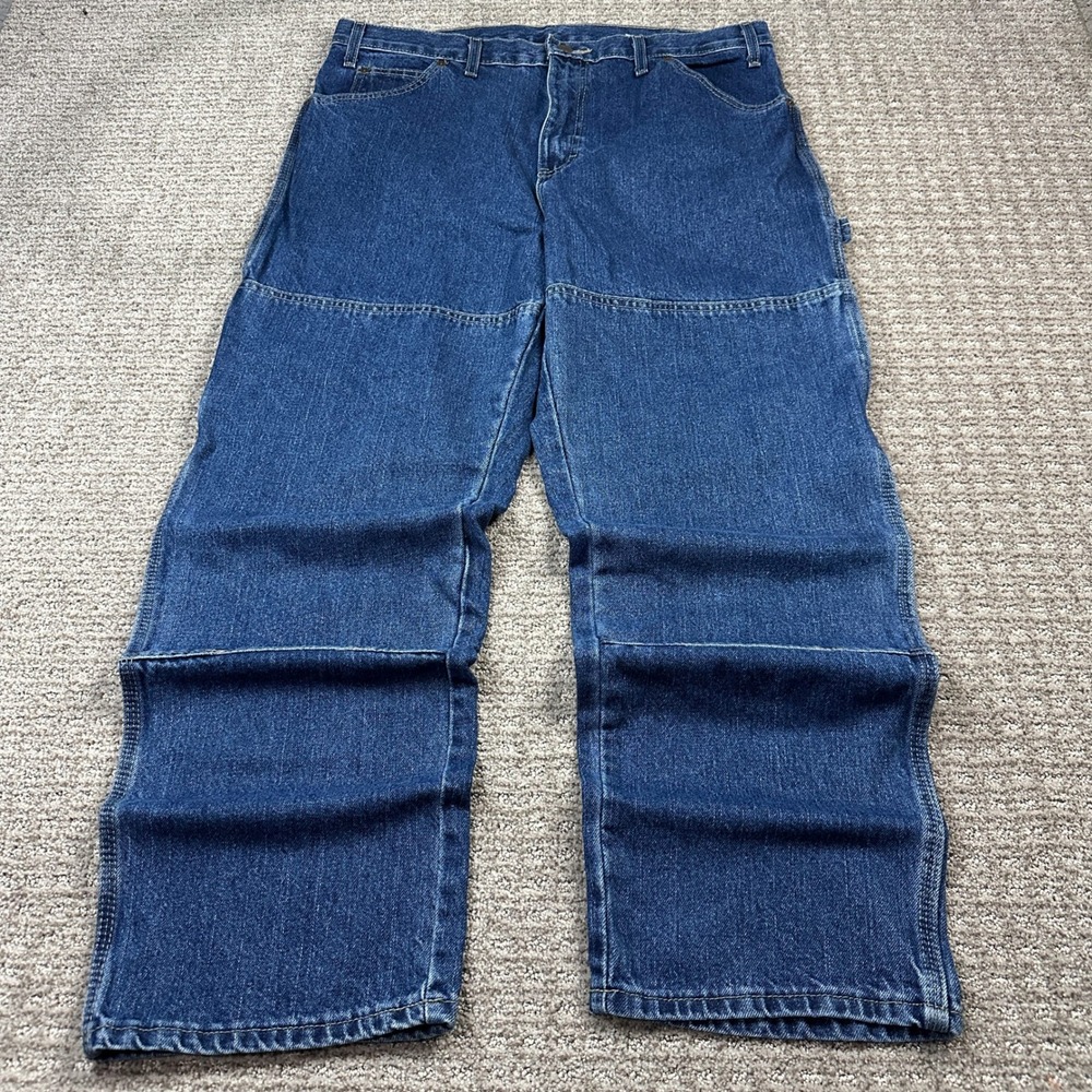 Dickies Relaxed Fit Carpenter Jeans Mens 36x30 Blue Denim Double Knee Work Pants